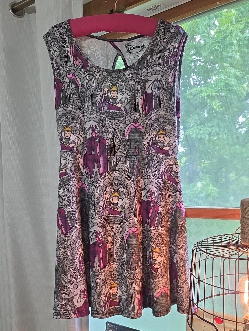 Disney Villains Print A-Line Dress in Purple and Black